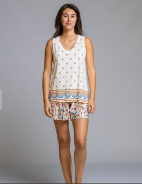 Pijama curto sem manga e de short